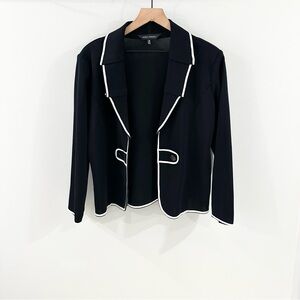Ming Wang Black & White Piped Blazer Size Medium